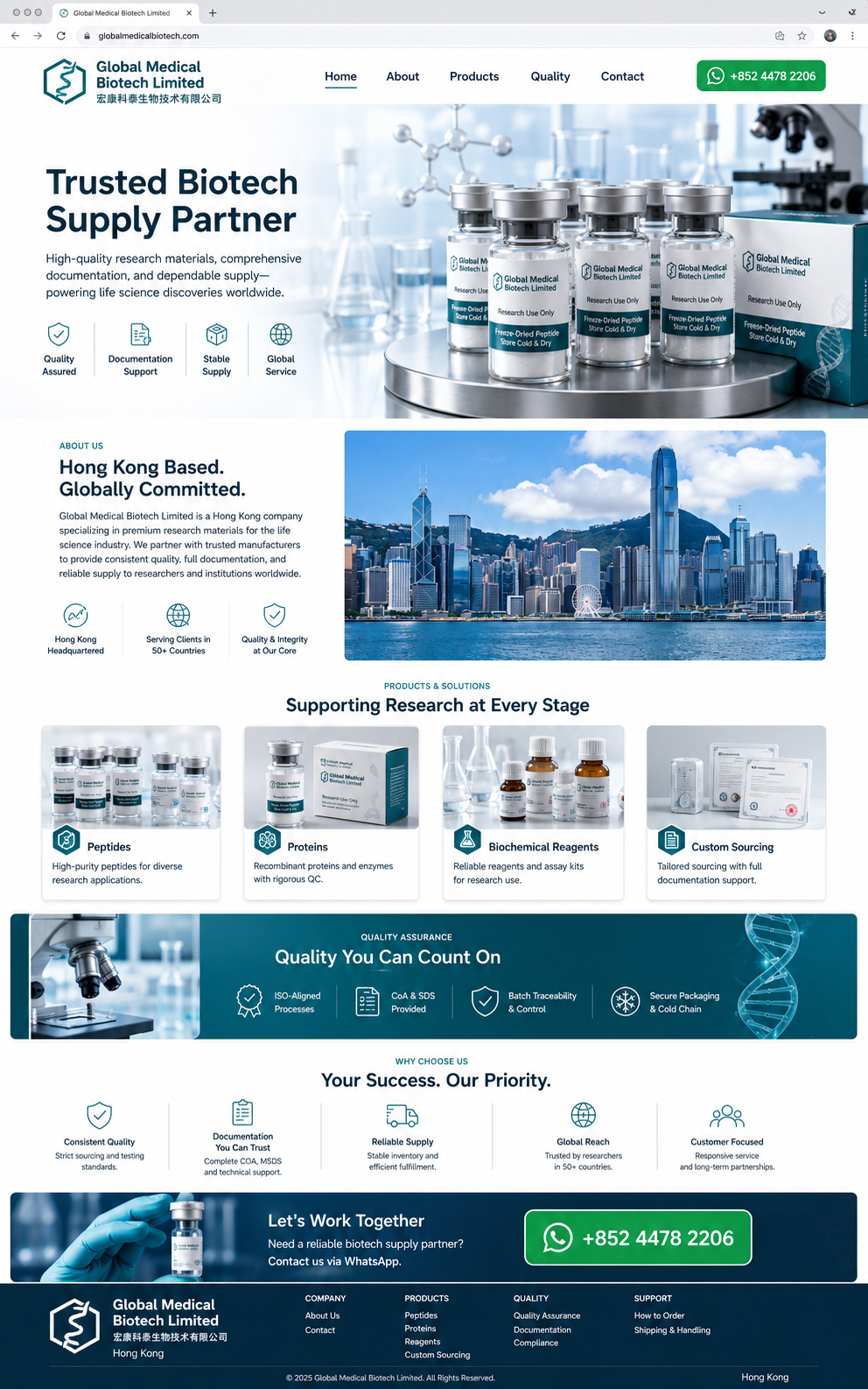 Global Medical Biotech Limited homepage design